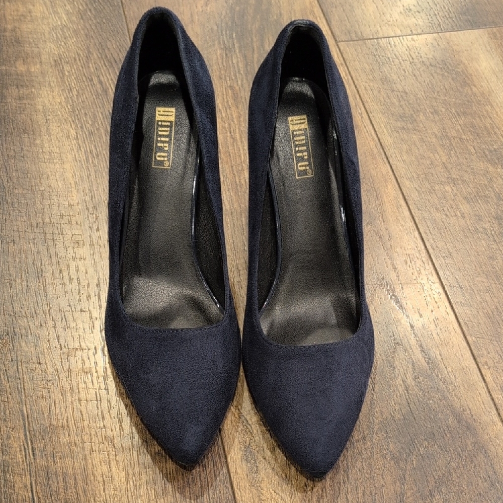 Dune London Navy Suede Heels